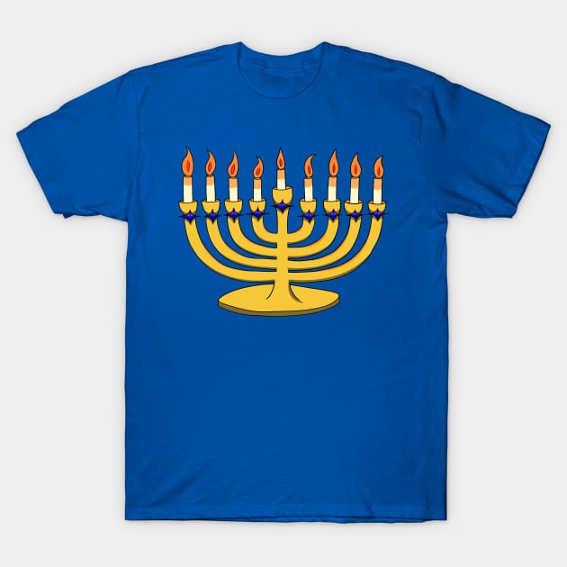 Golden Menorah T-Shirt by Saira Crystaline